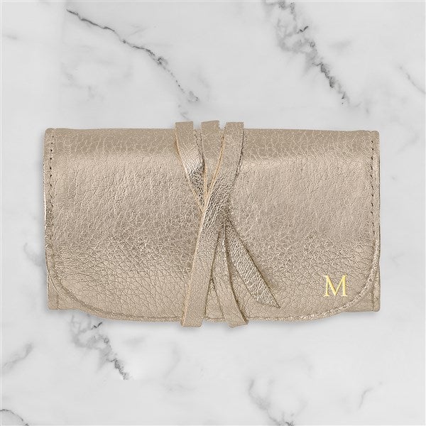 Personalized Small Leather Jewelry Rolls - 47323D