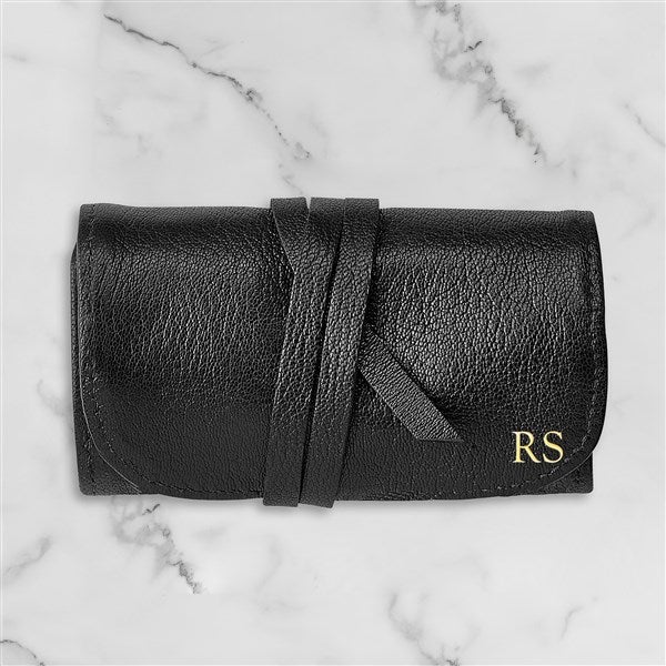 Personalized Small Leather Jewelry Rolls - 47323D