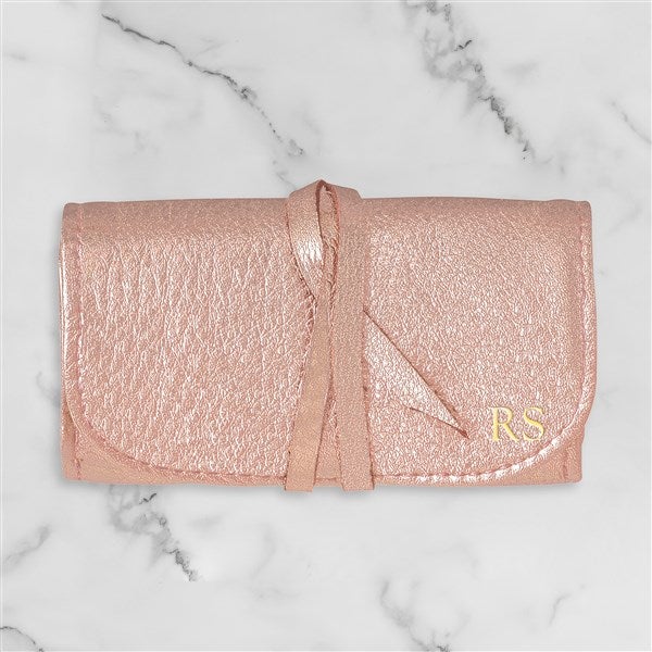Personalized Small Leather Jewelry Rolls - 47323D