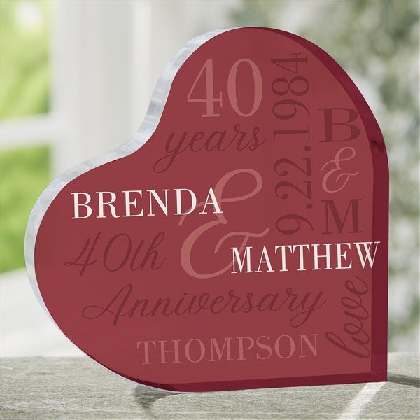 Eternal Love Personalized Anniversary Color Acrylic Heart Keepsake  - 47330