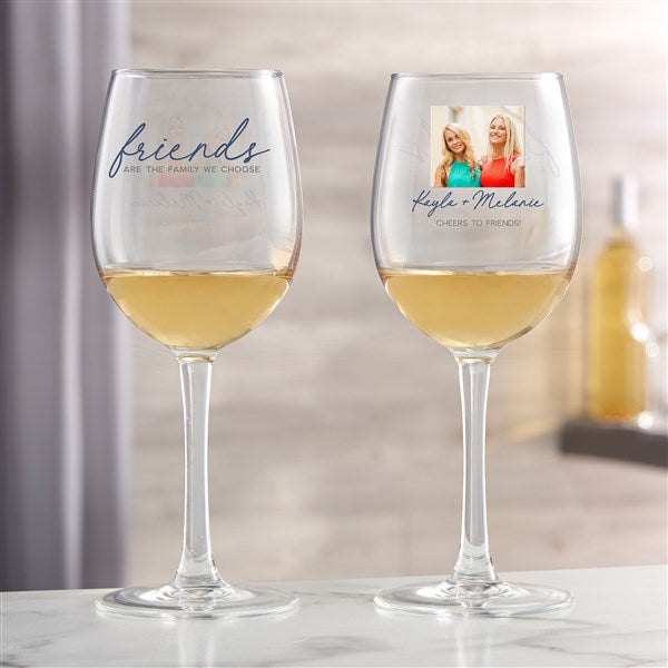 Friends Are The Family We Choose Photo Personalized Wine Glasses - 47404