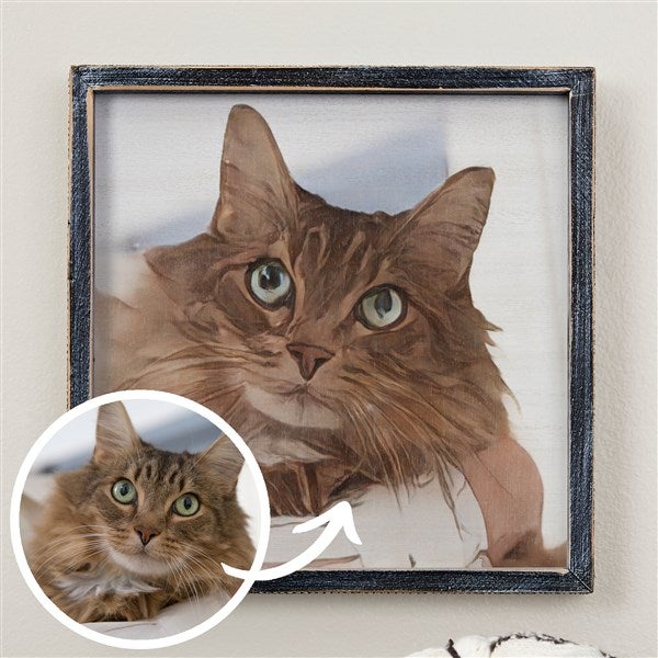 Cartoon Your Pet Personalized Barnwood Framed Wall Art - 47422