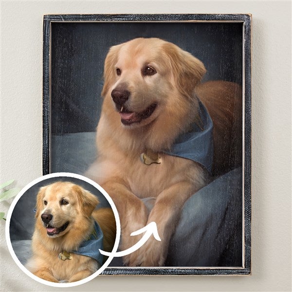 Cartoon Your Pet Personalized Barnwood Framed Wall Art - 47422