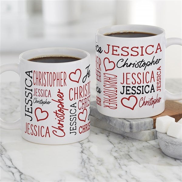 Repeating Name Heart Personalized Coffee Mug