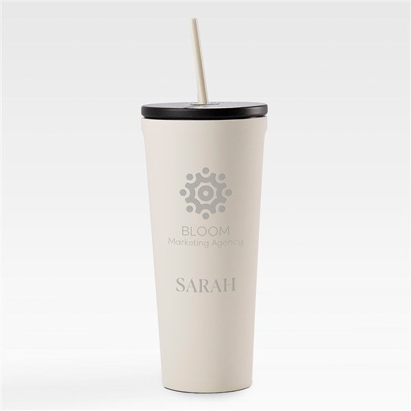 Personal Logo Corkcicle 24oz Cold Cup with Straw- Cream  - 47427