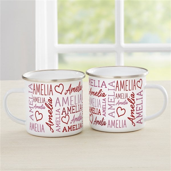 Repeating Name Heart Personalized Enamel Mug - 47429