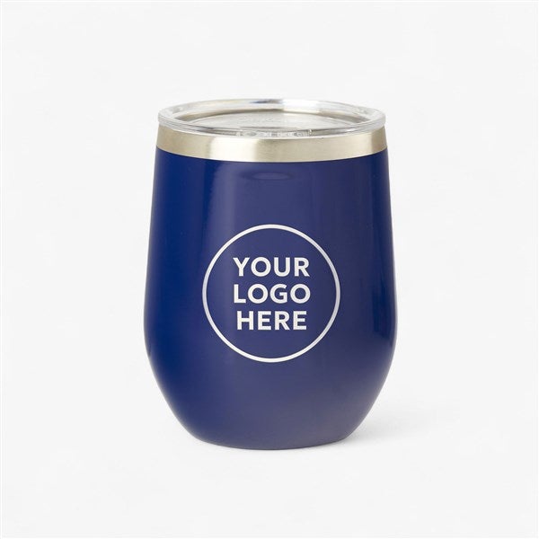Personal Logo Corkcicle 12oz Stemless Wine Tumbler- Navy  - 47435