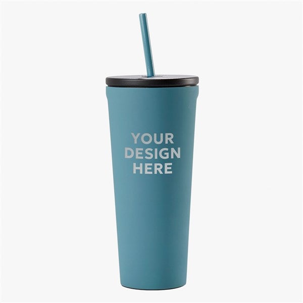 Personal Logo Corkcicle 24oz Cold Cup with Straw- Teal  - 47441