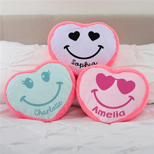 Smiling Heart Personalized Heart Throw Pillow  - 47468