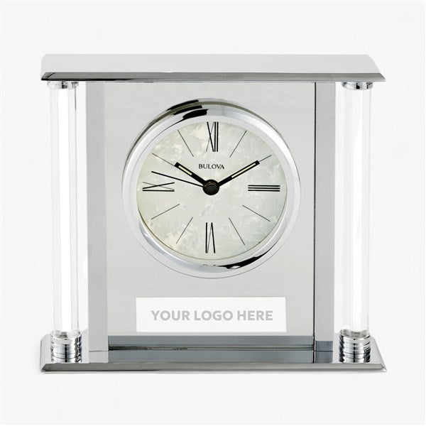 Personalized Logo Bulova Pearlized Column Recognition Clock  - 47470