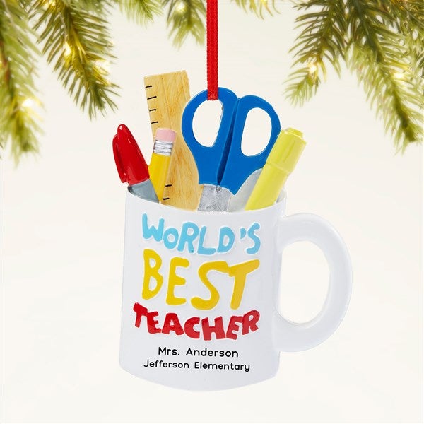 World's Best Teacher Personalized Christmas Ornament  - 47481