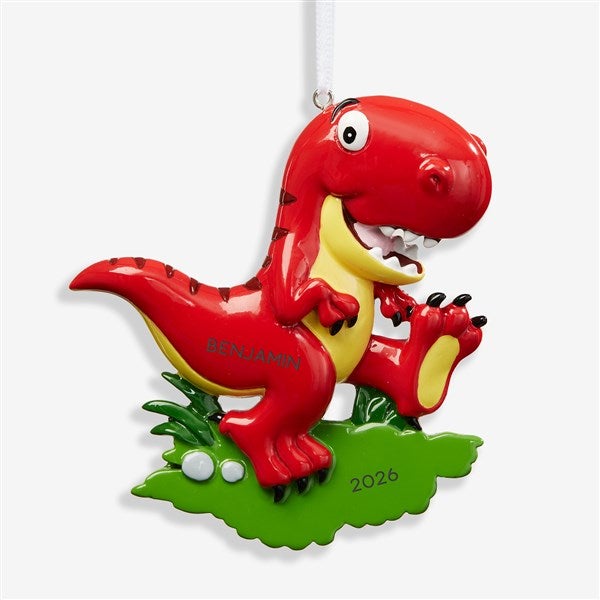 Red Dinosaur Personalized Kids Christmas Ornament - 47482