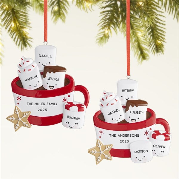 Marshmallow Family Personalized Christmas Ornament - 6 Names