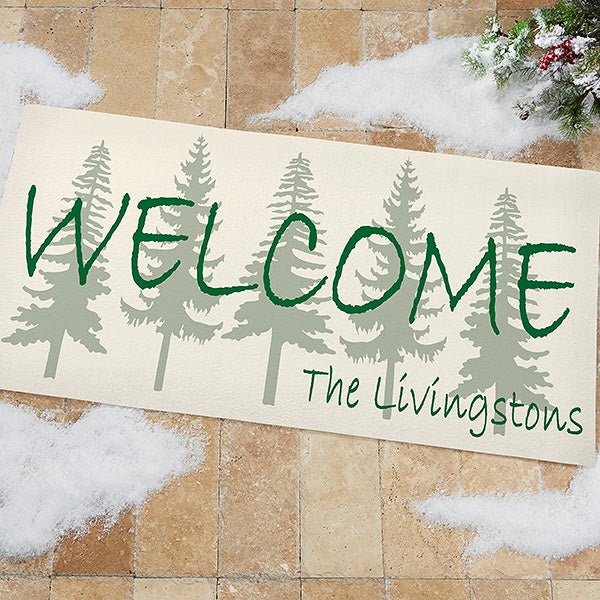 Evergreen Tree Personalized Doormats - Welcome Mats - 4749