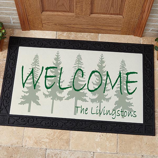 Personalized Doormat Evergreen Trees 20x35