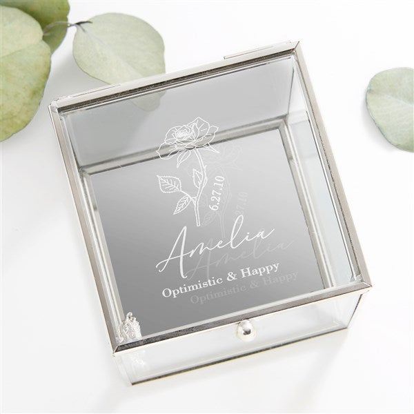 Personalized Birth Month Flower Glass Jewelry Boxes - 47500