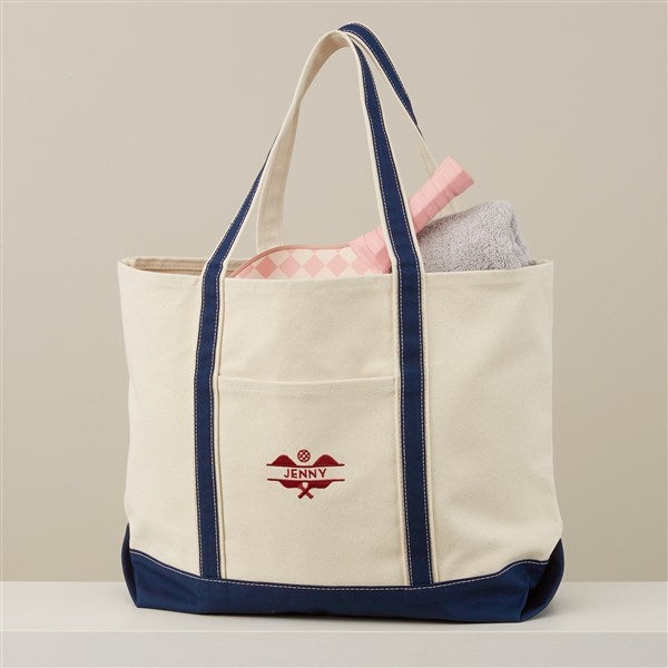 Pickleball Embroidered Canvas Tote Bag  - 47508