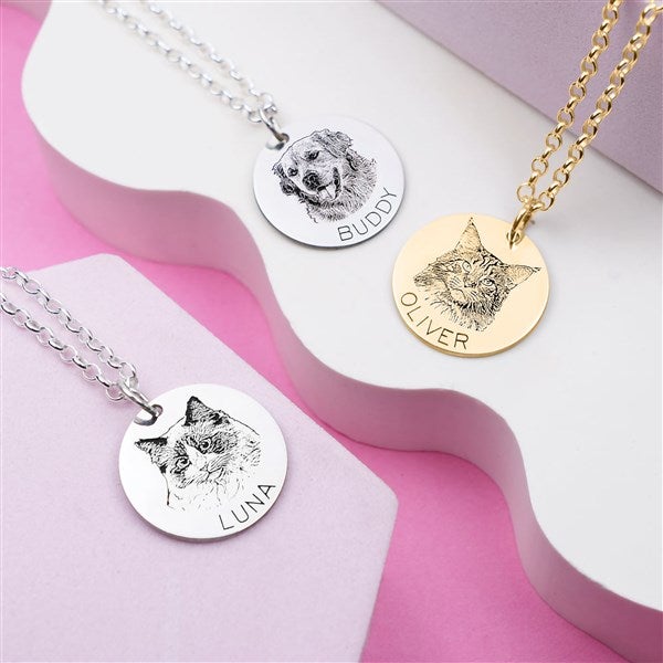 Personalized Antiqued Pet Portrait Necklace