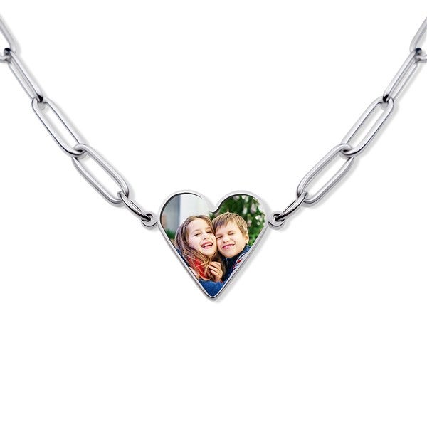 Personalized Photo Heart Chain Necklace  - 47520D