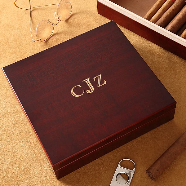 Cherry Wood Personalized Cigar Humidor - 4754