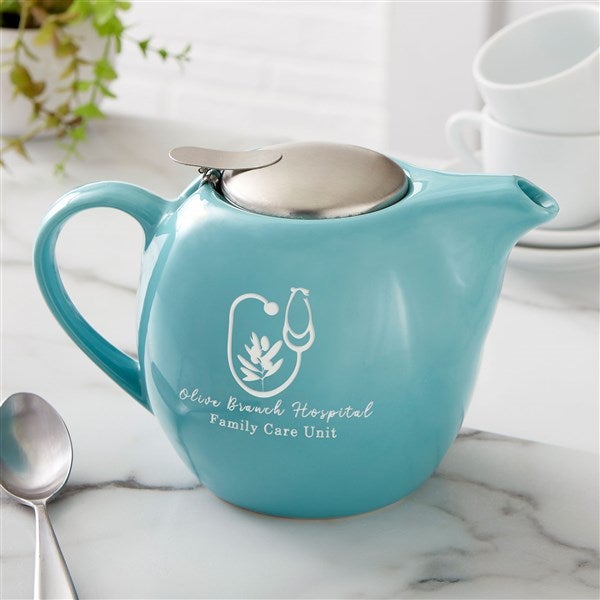 Personalized Logo 30 oz. Turquoise Teapot  - 47545