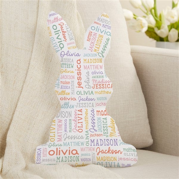 Easter Repeating Name Personalized Bunny Cut Out Pillow  - 47585