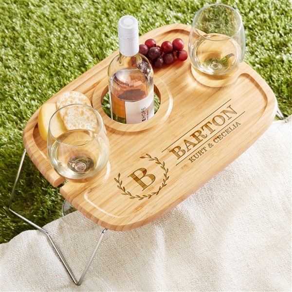 Laurel Initial Personalized Wine Picnic Tray - 47642