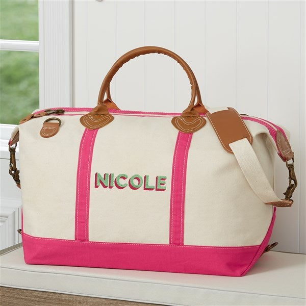 Shadow Name Embroidered Canvas Duffel Bags - 47651