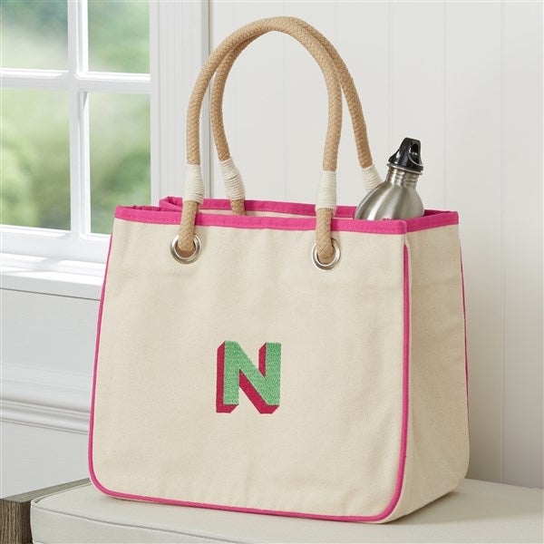 Shadow Name Personalized Canvas Rope Tote Bag - 47654