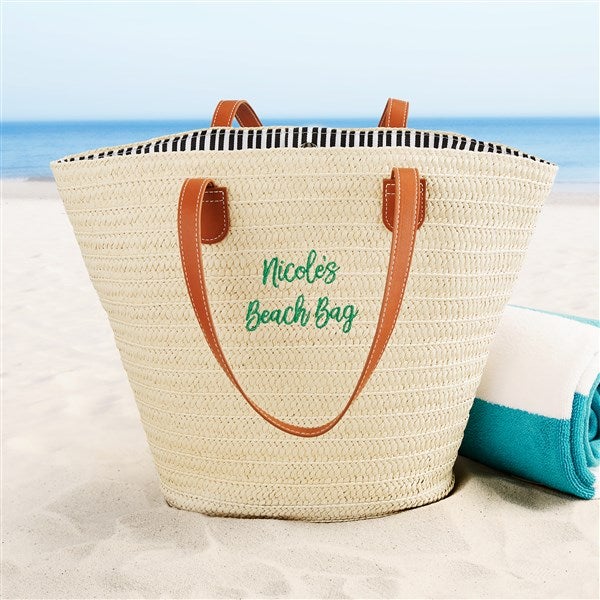 Write Your Own Personalized Straw Beach Bag  - 47693