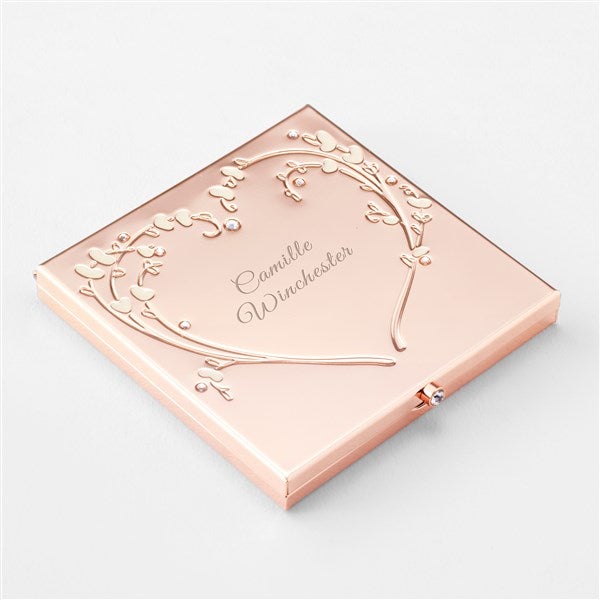 Engraved Rose Gold Heart & Vines Compact   - 47716