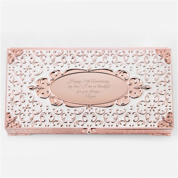 Engraved Rose Gold Antique Rectangle Musical Box - 47722