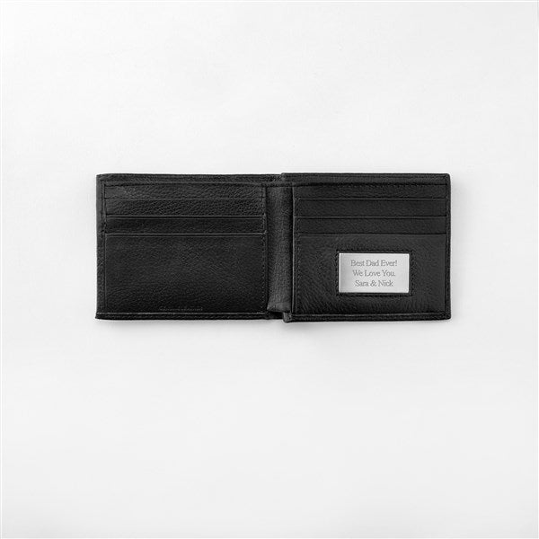 Engraved Black Leather RFID Wallet