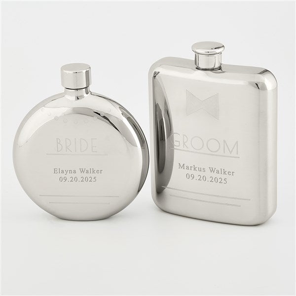 Engraved Bride & Groom Flask Set - 47731
