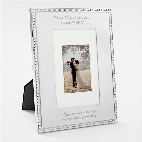 Engraved Silver Beaded 4x6 Picture Frame - Horizontal/Landscape   - 47735