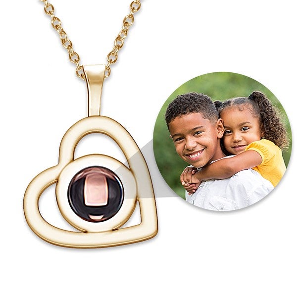 Custom Photo Projection Heart Necklaces - 47805D