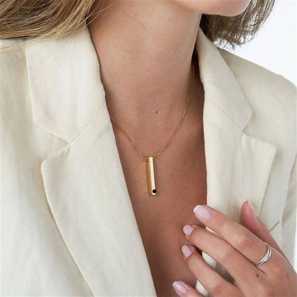 Custom Photo Projection Tall Tag Necklace - Rose Gold