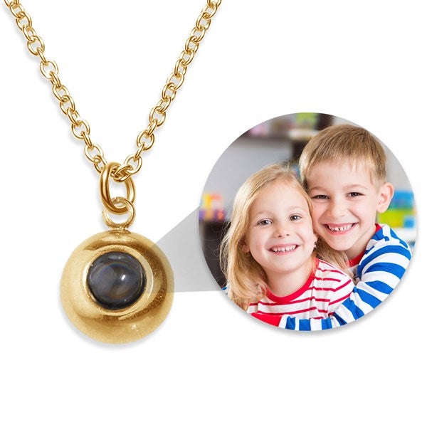 Custom Photo Projection Round Bezel Necklaces - 47815D