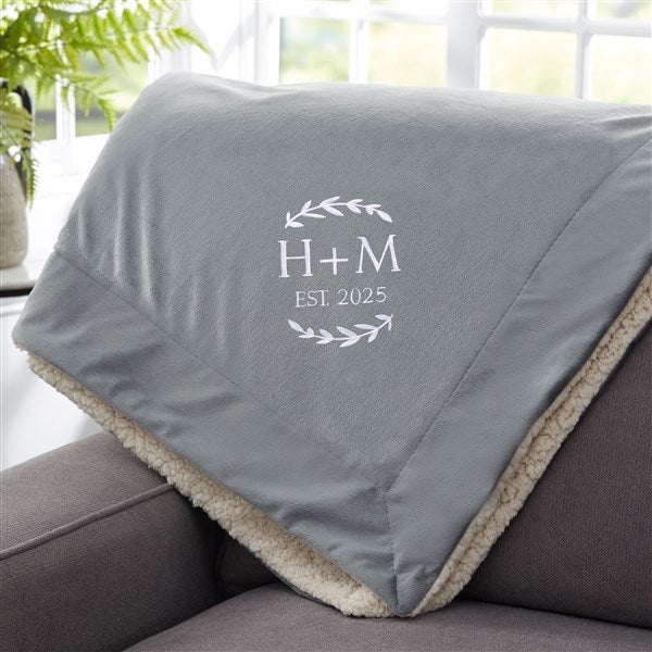 Their Initials Embroidered Sherpa Blanket - 47822