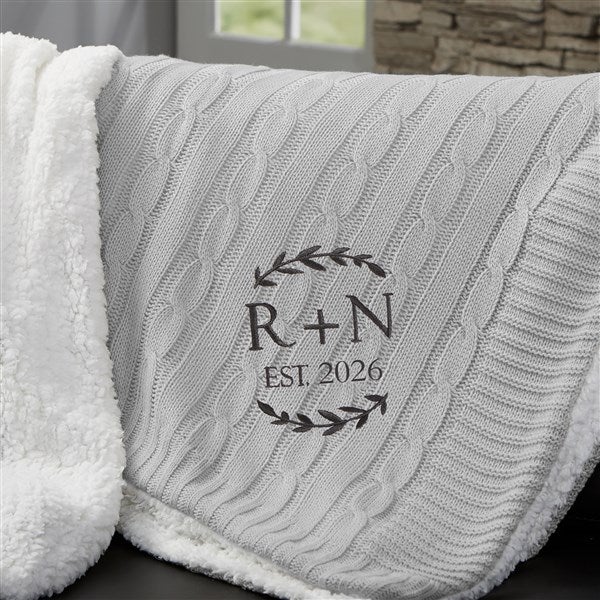 Wedding Initials Personalized Knit Throw Blanket - 47823