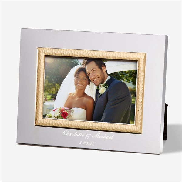 Wedding Personalized Silver & Gold Hammered Frame - 47825