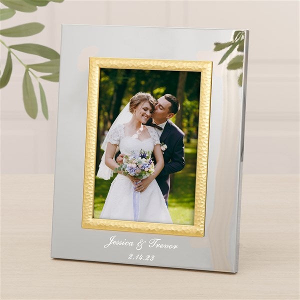 Wedding Personalized Silver & Gold Hammered Frame - 47825