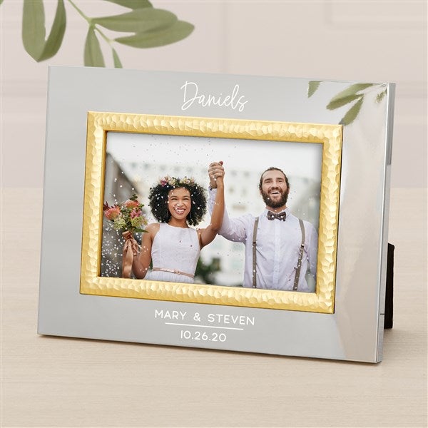 Modern Wedding Personalized Silver & Gold Hammered Frame - 47826