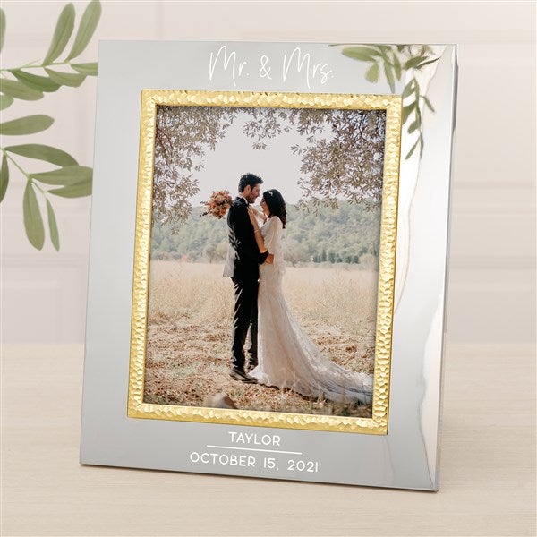 Modern Wedding Personalized Silver & Gold Hammered Frame - 47826