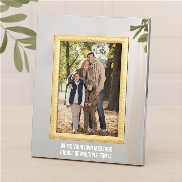 Engraved Message Silver & Gold Hammered Picture Frames - 47828