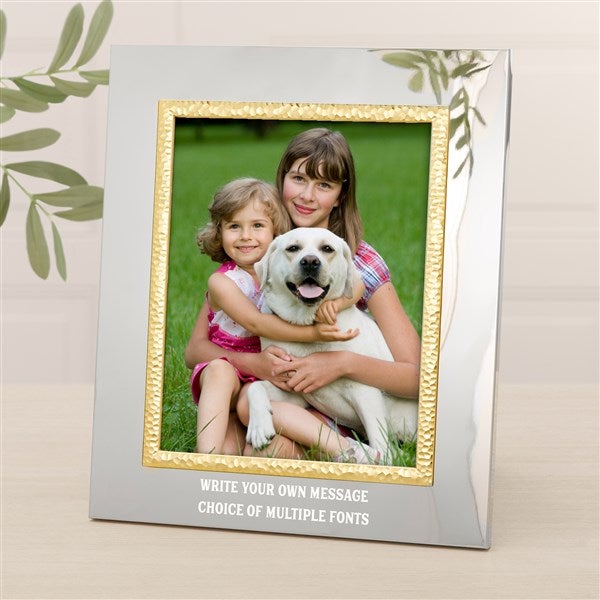 Engraved Message Silver & Gold Hammered Picture Frames - 47828