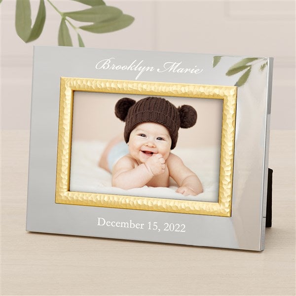 Personalized Silver & Gold Baby Hammered Picture Frames - 47830