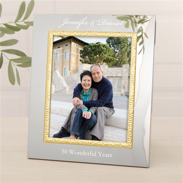 Personalized Silver & Gold Anniversary Hammered Picture Frame  - 47831