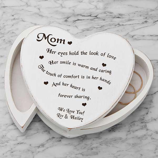 Engraved Wooden Heart Jewelry Box - Someone Like You Message - 4785