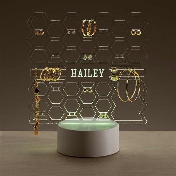 Honeycomb Personalized Acrylic LED Jewelry Holder  - 47916
